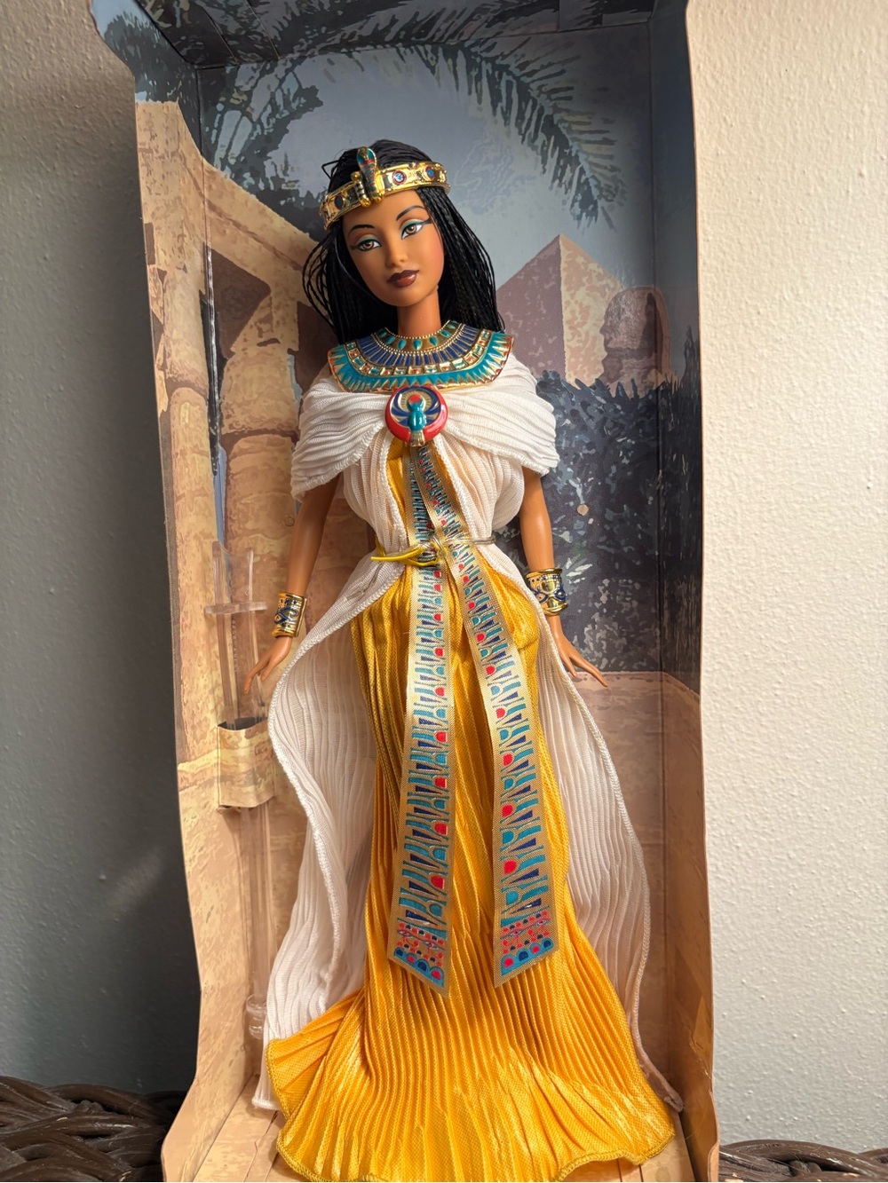 Barbie Egyptian Cleopatra Doll with Gold, Turquoise, Blue, Red Accents - Picture 6 of 7